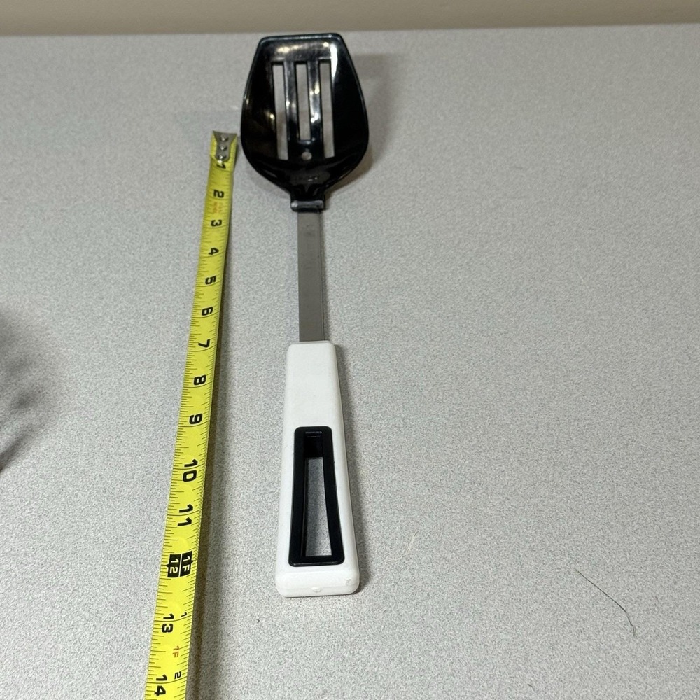 vintage Hoan black slotted serving spoon with a white handle nylon plastic SS - Picture 5 of 5